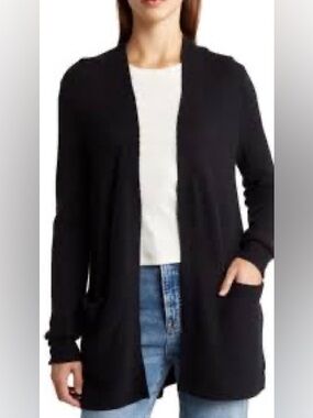 Madewell  Black Open-Front Women's cozy oversized Cardigan Sweater
